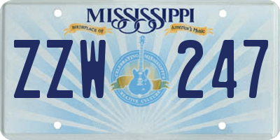 MS license plate ZZW247