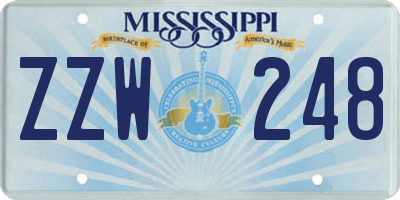 MS license plate ZZW248