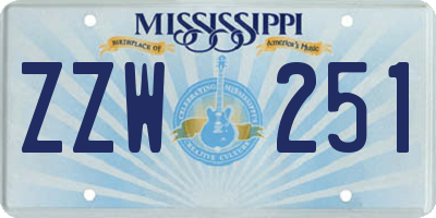 MS license plate ZZW251