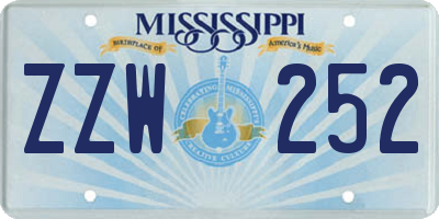 MS license plate ZZW252