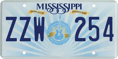 MS license plate ZZW254