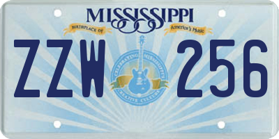 MS license plate ZZW256