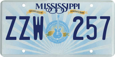 MS license plate ZZW257
