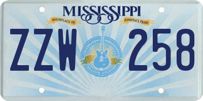 MS license plate ZZW258