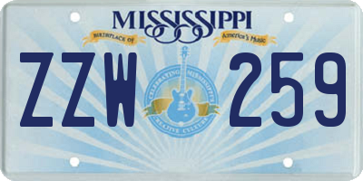 MS license plate ZZW259