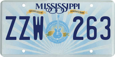 MS license plate ZZW263