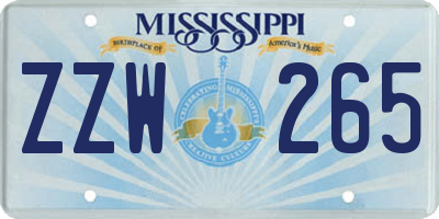 MS license plate ZZW265
