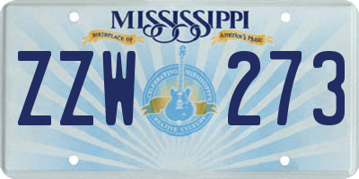 MS license plate ZZW273