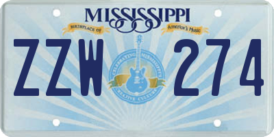 MS license plate ZZW274