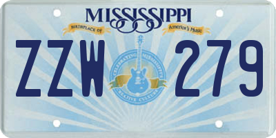 MS license plate ZZW279