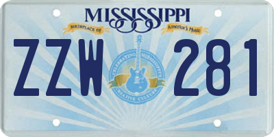 MS license plate ZZW281