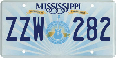 MS license plate ZZW282