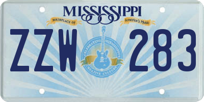 MS license plate ZZW283