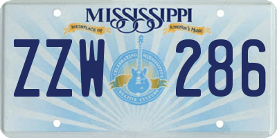 MS license plate ZZW286