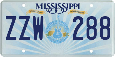 MS license plate ZZW288