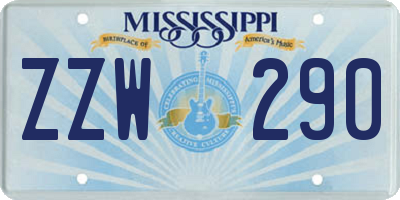 MS license plate ZZW290