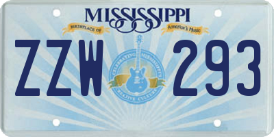 MS license plate ZZW293