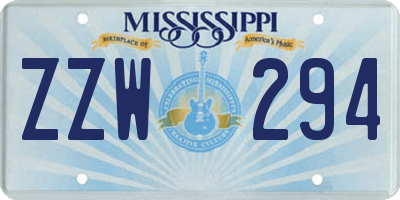 MS license plate ZZW294