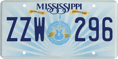 MS license plate ZZW296