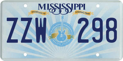 MS license plate ZZW298