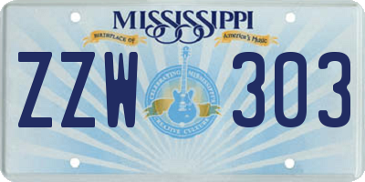 MS license plate ZZW303