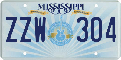 MS license plate ZZW304