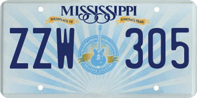 MS license plate ZZW305