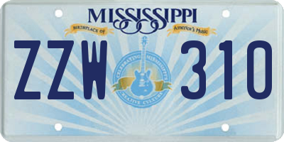 MS license plate ZZW310