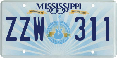 MS license plate ZZW311