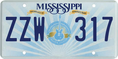MS license plate ZZW317