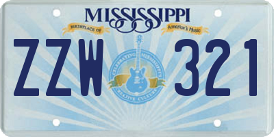 MS license plate ZZW321