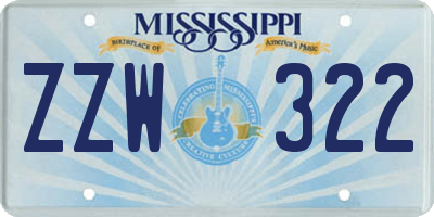 MS license plate ZZW322