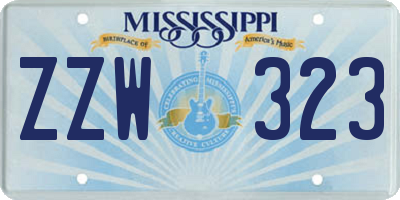 MS license plate ZZW323