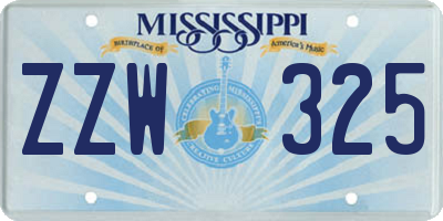 MS license plate ZZW325