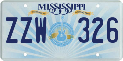 MS license plate ZZW326