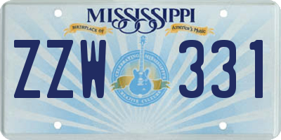 MS license plate ZZW331