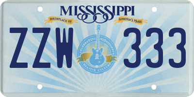 MS license plate ZZW333