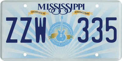 MS license plate ZZW335