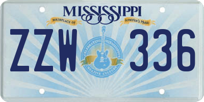 MS license plate ZZW336