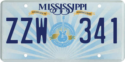 MS license plate ZZW341