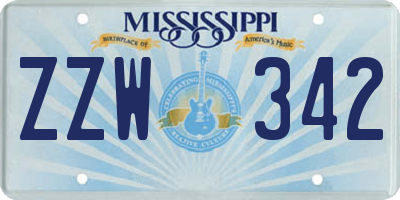 MS license plate ZZW342