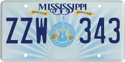 MS license plate ZZW343