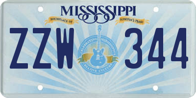 MS license plate ZZW344