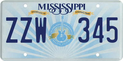 MS license plate ZZW345