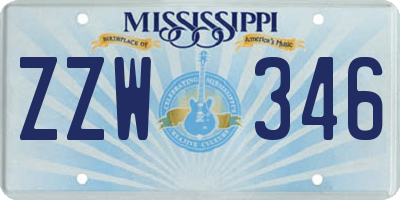 MS license plate ZZW346