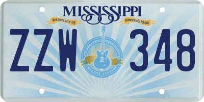 MS license plate ZZW348