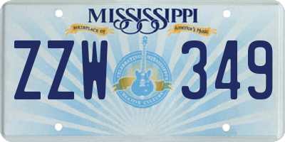 MS license plate ZZW349