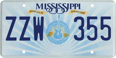 MS license plate ZZW355