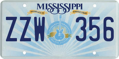 MS license plate ZZW356