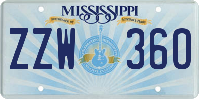 MS license plate ZZW360